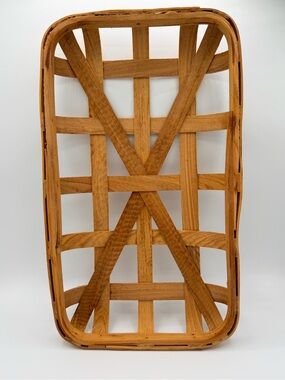 Handcrafted Woven Rectangle Wood Basket - Natural Brown